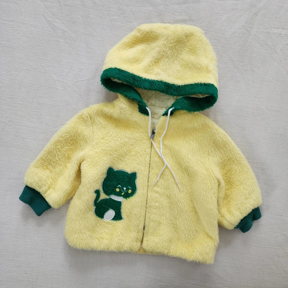 Vintage 50s/60s Kitty Hooded Furry Jacket 18-24 months - Picture 1 of 9
